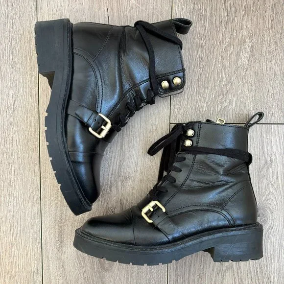 All Saints Donita Leather Ankle Combat Boots - Picture 6 of 15